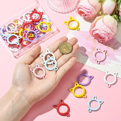 30Pcs 6 Colors Zinc Alloy Spring Gate Rings KEYC-CJ0001-17-1