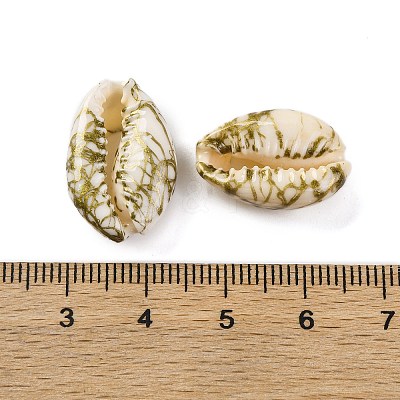 Spray Painted & Drawbench Cowrie Shell Beads SSHEL-M023-03D-1