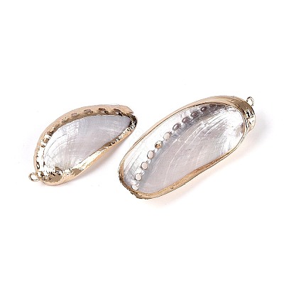 Electroplate Natural Sea Shell Big Pendants SSHEL-T018-18-1
