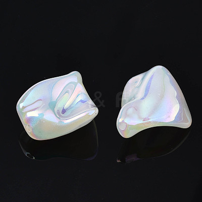Rainbow Iridescent Plating Acrylic Beads PACR-S221-002-1