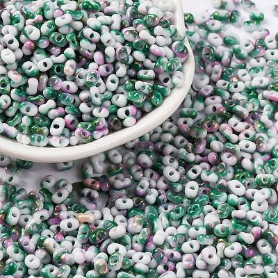 Two Tone Baking Paint Glass Seed Beads SEED-C003-01A-1
