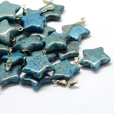 Star Dyed Natural Gemstone Pendants G-Q367-10-1