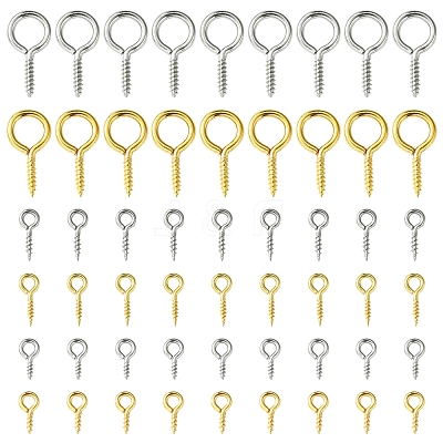 100Pcs 6 Styles 304 Stainless Steel Screw Eye Pin Peg Bails FIND-FS0002-85-1