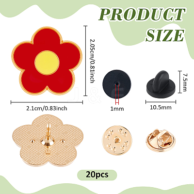 20Pcs Flower Alloy Enamel Brooch JEWB-FG0001-66-1