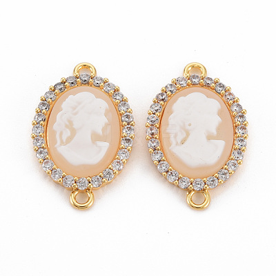 Brass Clear Cubic Zirconia Links Connectors KK-N233-120C-NF-1
