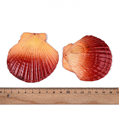 Spray Painted Natural Scallop Shell Big Pendants SSHEL-T017-14D-1