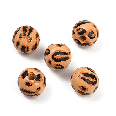 Painted Wood European Beads WOOD-F017-04F-1