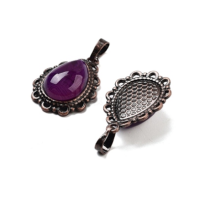 Natural Banded Agate Teardrop Pendants G-K363-01R-15-1