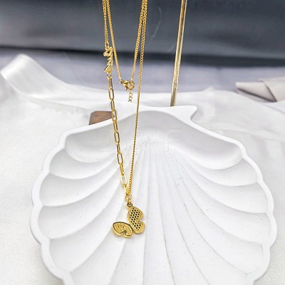 304 Stainless Steel Butterfly Pendant Necklaces for Women WG67215-01-1