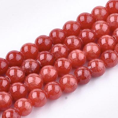 Natural Dyed Yellow Jade Gemstone Bead Strands G-R271-8mm-YXS16-1