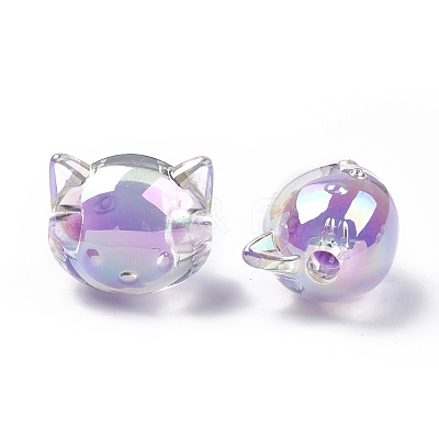 UV Plating Rainbow Iridescent Acrylic Beads OACR-H015-05A-1