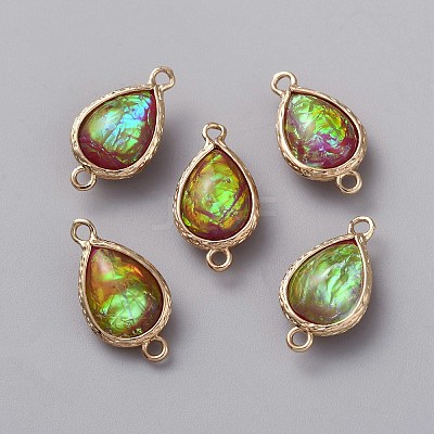 Resin Imitation Shell/Opal Connector Charms RESI-WH0035-61G-1
