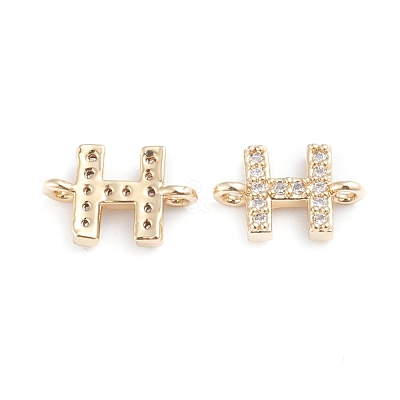 Brass Micro Pave Cubic Zirconia Letter Links X-ZIRC-I042-16G-H-1