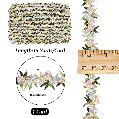 15 Yards Flower Polyester Embroidery Lace Ribbon OCOR-WH0070-77B-1
