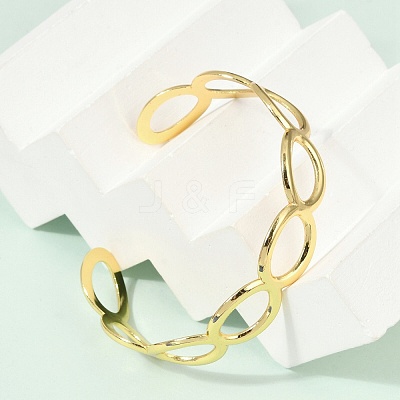 Hollow Out 304 Stainless Steel Cuff Bangles for Women BJEW-Z097-05G-1