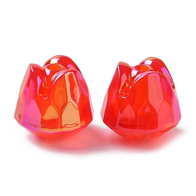 UV Plating Rainbow Iridescent Transparent Acrylic Beads MACR-D082-07-1