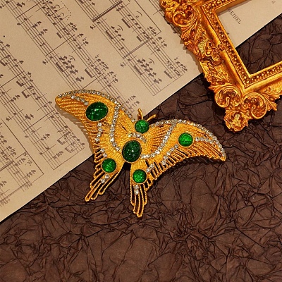 Retro Alloy Rhinestones Butterfly Brooches JEWB-S022-10B-1