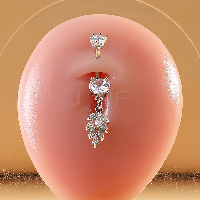 316L Surgical Stainless Steel Micro Pave Clear Cubic Zirconia Belly Rings FS-WG9E32A-01-1