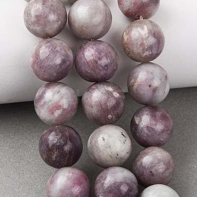 Natural Lepidolite/Purple Mica Stone Beads Strands G-A310-A01-16mm-1