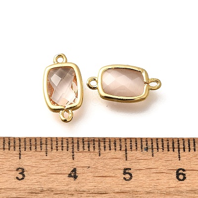 Brass Pave Glass Rectangle Links Connector Charms STAS-K295-05G-1