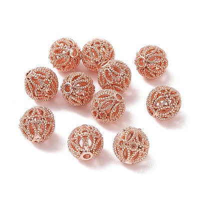 Rack Plating Brass Hollow Beads KK-P219-01A-RG-1