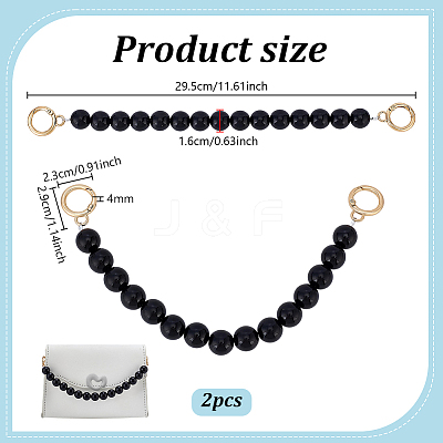 Acrylic Imitation Pearl Round Beaded Bag Handles PURS-WH0002-036-1