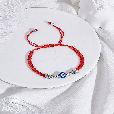 1Pc Lampwork Evil Eye Braided Bead Bracelet BJEW-LP0004-22-1