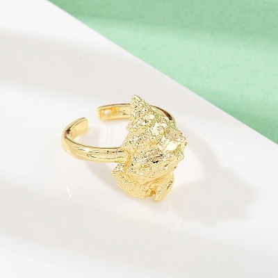 Ocean Theme Brass Cuff Rings RJEW-C135-01G-09-1