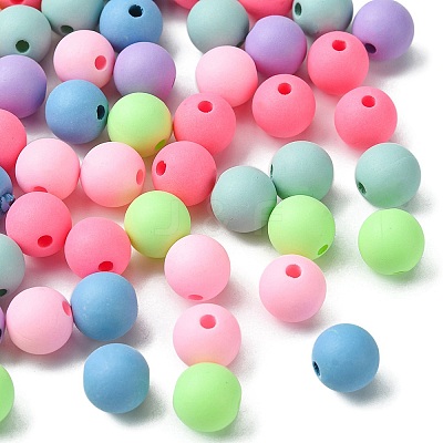 Round Spray Painted Fluorescent Acrylic Beads MACR-YW0002-71-1