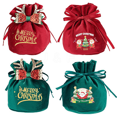 4Pcs 4 Styles Christmas Velvet Candy Apple Bags TP-BC0001-05-1