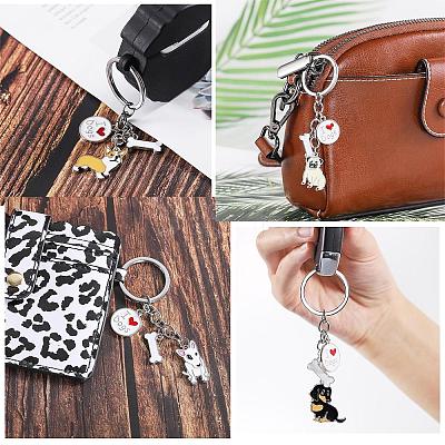 WEWAYSMILE 2 pcs Dog Keychain Car Keychain Pet Pendant Key-Ring Lovely Dog Key-ring Portable Metal Keychain Gift for Pet Lover Birthday Puppy Theme Party Supplies (Yellow Corgi) JX789A-1
