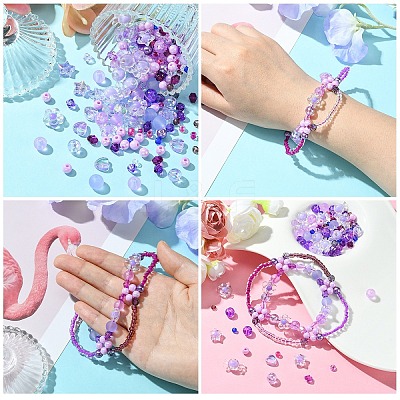 DIY Acrylic & Seed Beaded Stretch Bracelet Making Kit DIY-YW0008-80-1