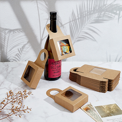 80Pcs Square Paper Wine Bottle Hanging Boxes CON-GO0001-18-1