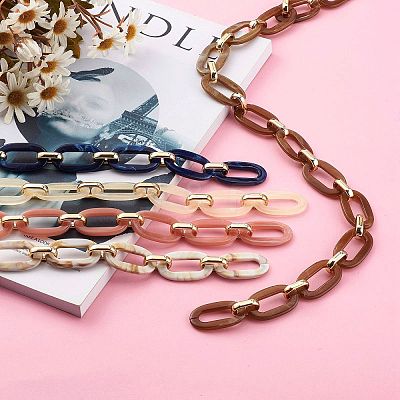 5 Strands 5 Colors Handmade Acrylic Cable Chains CHAC-SZ0001-02-1