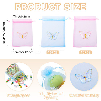 20Pcs 2 Colors Organza Drawstring Bags OP-TA0001-10-1