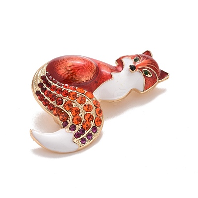Rhinestone Fox Badge JEWB-E013-05G-01-1