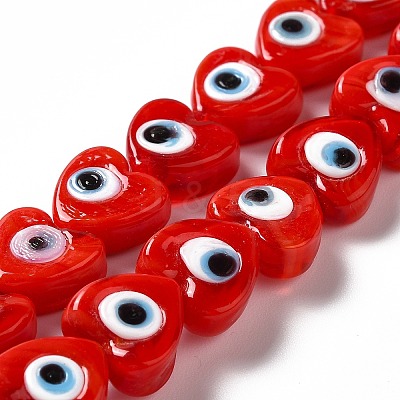 Handmade Evil Eye Lampwork Beads Strands X-LAMP-E023-07B-02-1