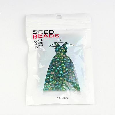 Transparent Rainbow Colours Round Glass Seed Beads X-SEED-A007-4mm-167-1