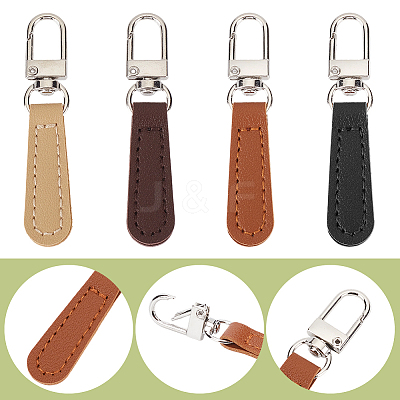 8Pcs 4 Colors PU Leather Zipper Pulls for Handbags Luggage and Jacket FIND-CL0002-10-1