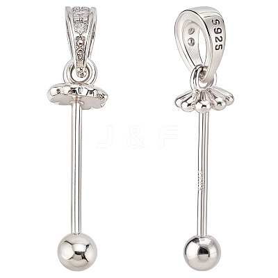 2Pcs 925 Sterling Silver Rhinestone Pendant Bails FIND-ME0001-74A-1