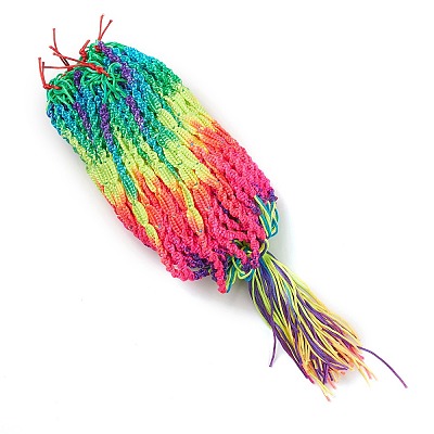 Rainbow Color Polyester Braided Adjustable Bracelet Making for Women BJEW-F454-05-1