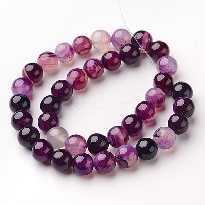 Natural Striped Agate/Banded Agate Beads Strands G-D845-01A-8mm-1