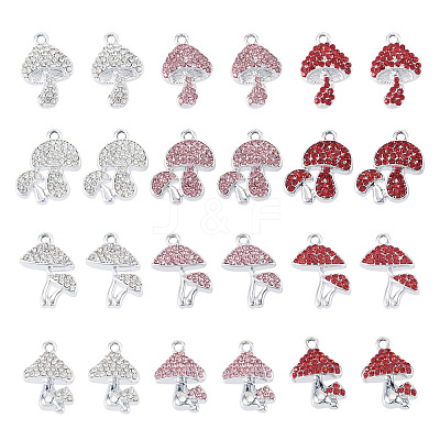 36Pcs 12 Styles Rack Plating Alloy Rhinestone Pendants FIND-TA0010-29-1