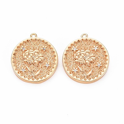 Brass Micro Pave Clear Cubic Zirconia Pendants LS-KK-S364-116-1