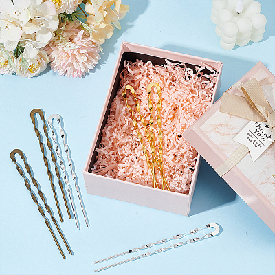 6Pcs 3 Colors Brass Hair Forks for Women AJEW-GO0002-34-1