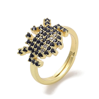 Golden Brass Pave Cubic Zirconia Adjustable Rings RJEW-M170-05G-02-1