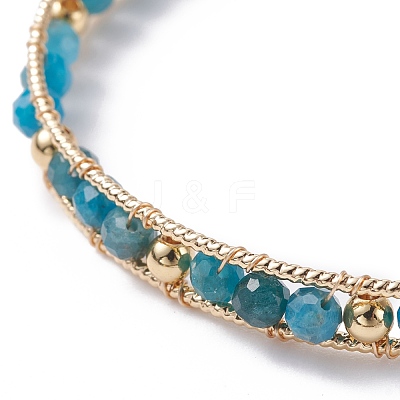 Round Natural Apatite Beaded Bracelet BJEW-TA00038-05-1