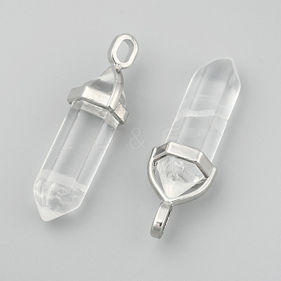 Natural Quartz Crystal Double Terminated Pointed Pendants X-G-F295-05P-1