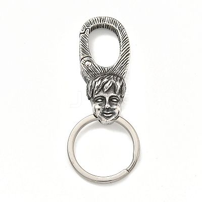 Tibetan Style 316 Surgical Stainless Steel Fittings with 304 Stainless Steel Key Ring FIND-Q101-04AS-1