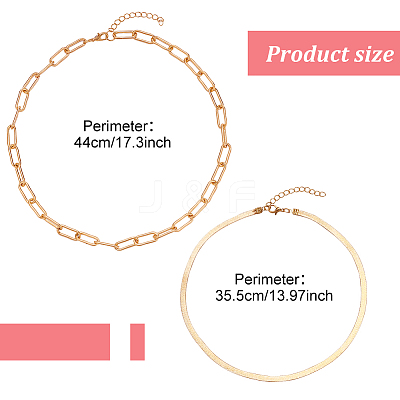 4Pcs 4 Style Alloy Paperclip & Herringbone Chain Necklaces Set NJEW-AN0001-09-1
